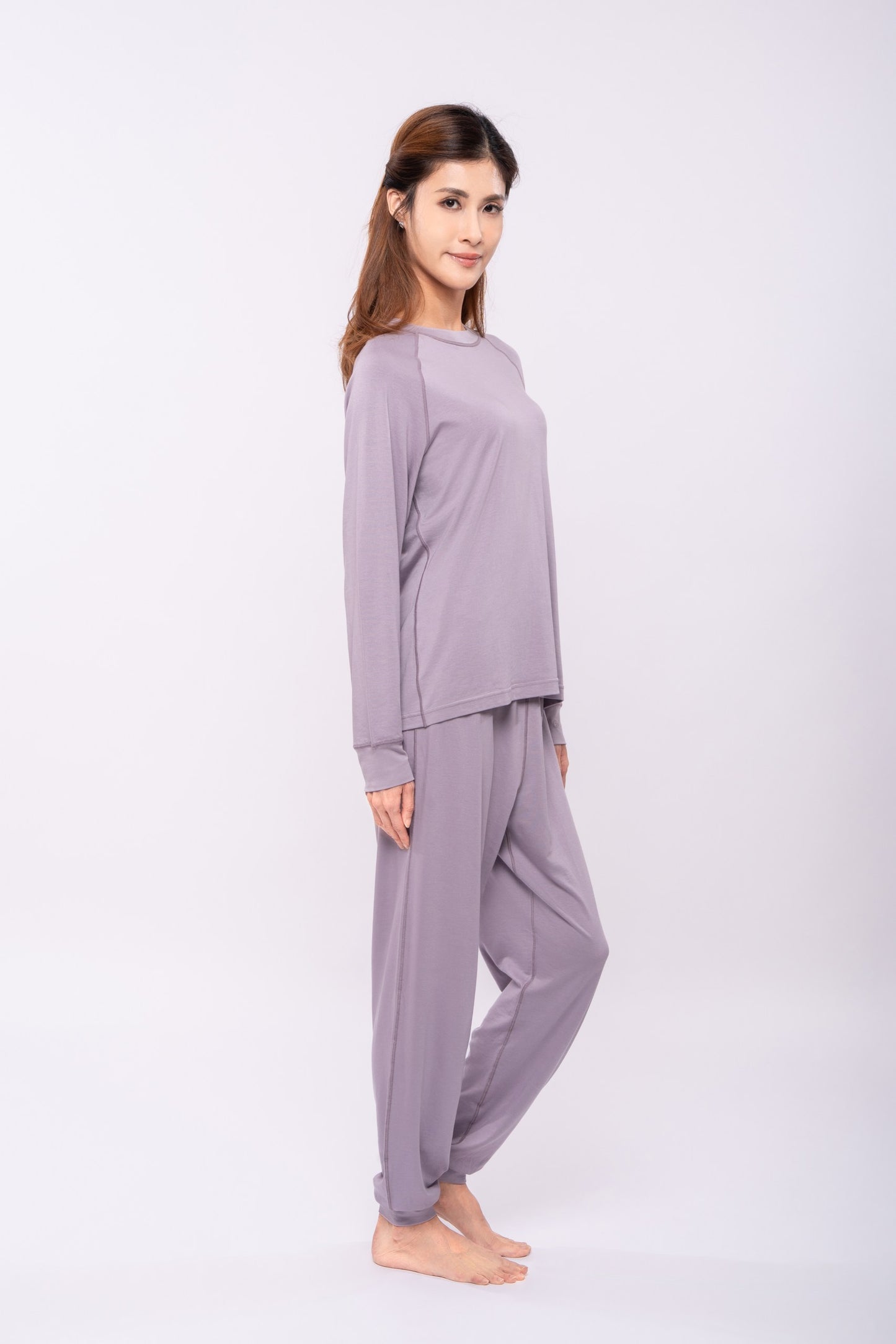 保濕護膚家居服 - 長袖圓領上身睡衣 (女裝,彈性袖口)