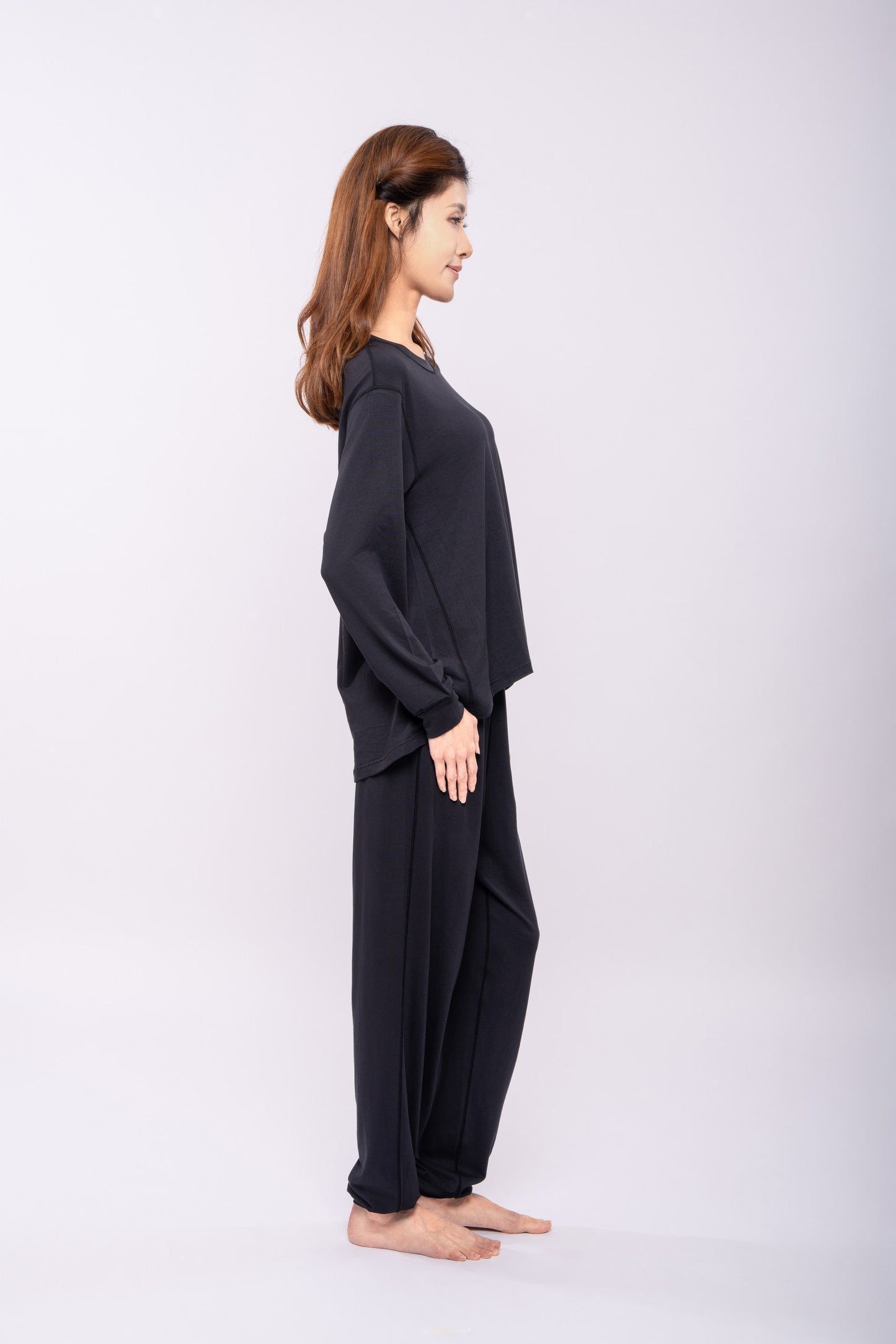 保濕護膚家居服 - 長袖圓領上身睡衣 (女裝,彈性袖口)
