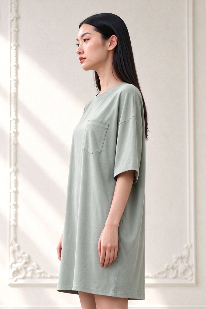 Women's Serene Dress (T-Shirt Dress with pocket) | Sage Green