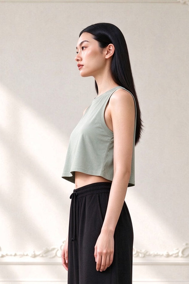 Women's Cropped Tank Top | Sage Green