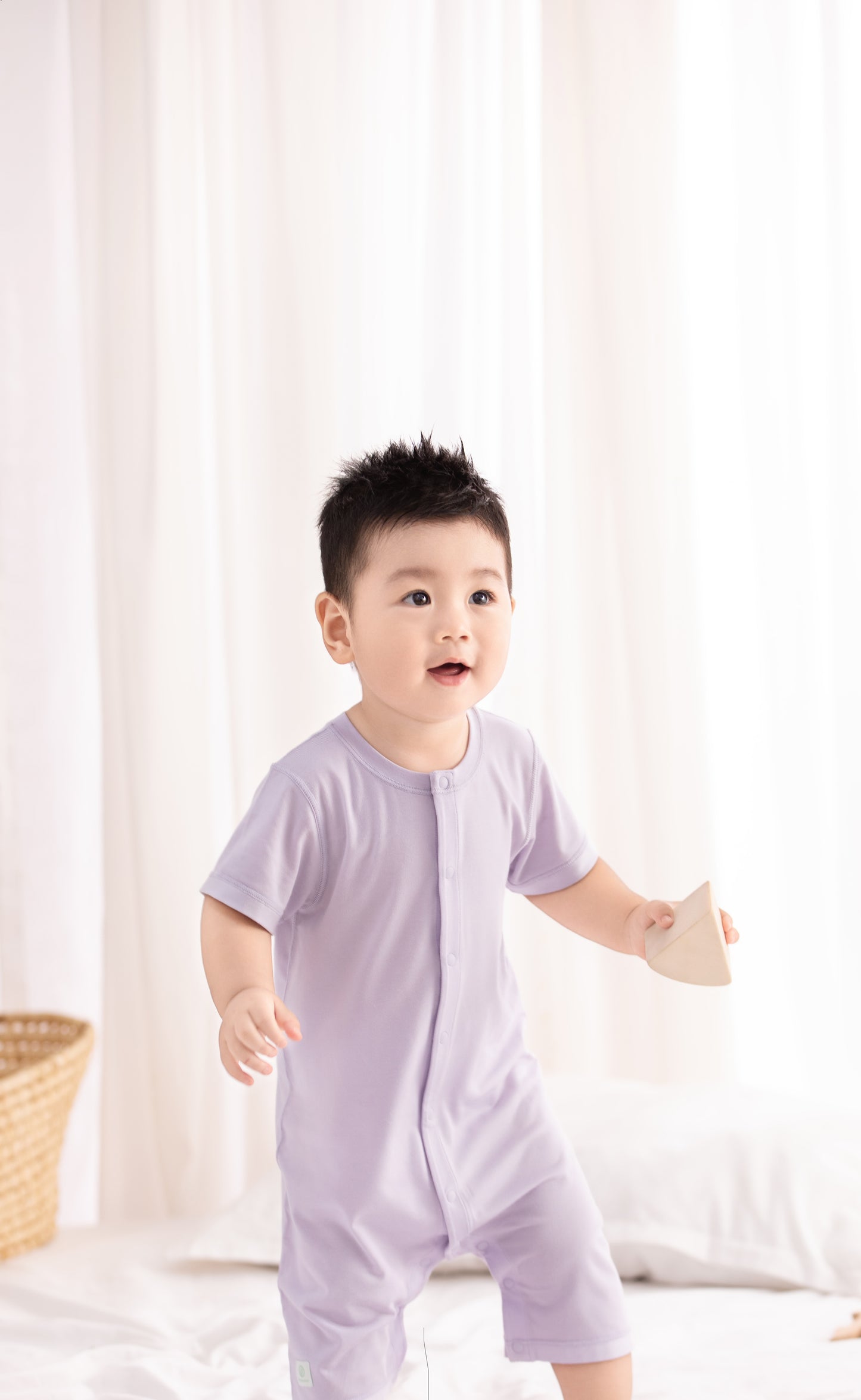 嬰兒開襟短袖連體衣