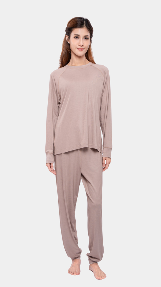 Loungewear - Long Sleeve Round Neck Shirt (Women, Elastic Sleeve Cuff)