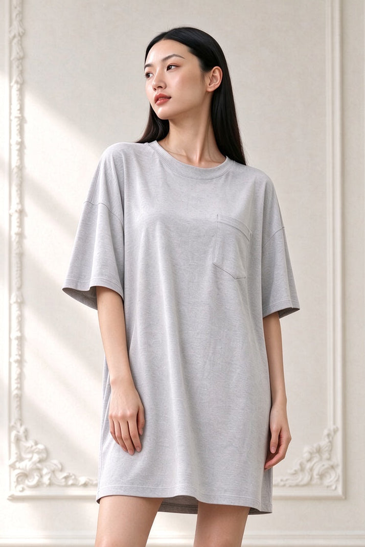 Women's Serene Dress (T-Shirt Dress with pocket) | Pearl Grey