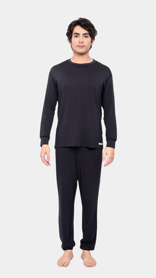 Loungewear - Long Sleeve Round Neck Shirt (Men, Elastic Sleeve Cuff)