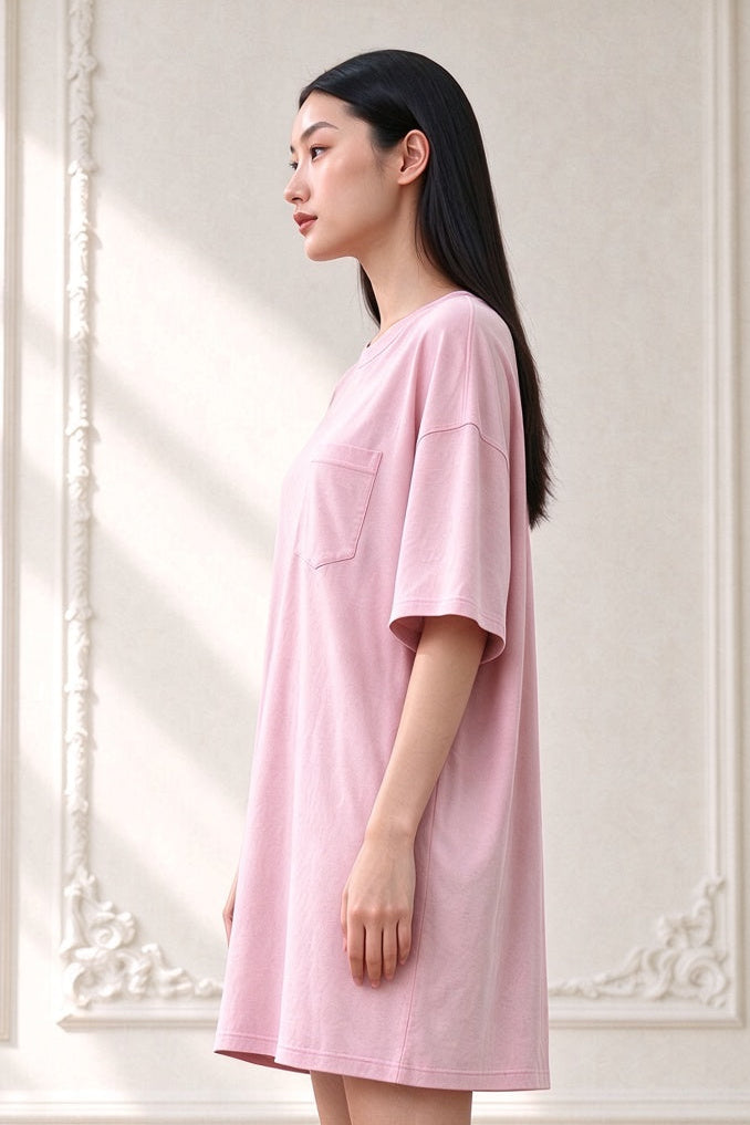 Women's Serene Dress (T-Shirt Dress with pocket) | Candy Pink