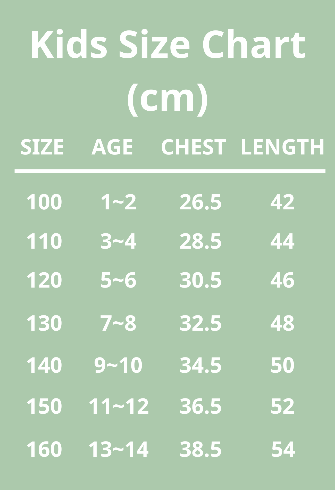 Toddler Childrens Size Chart Clothes Size Guide Size Girl Clothes