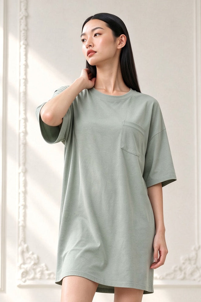 Women's Serene Dress (T-Shirt Dress with pocket) | Sage Green