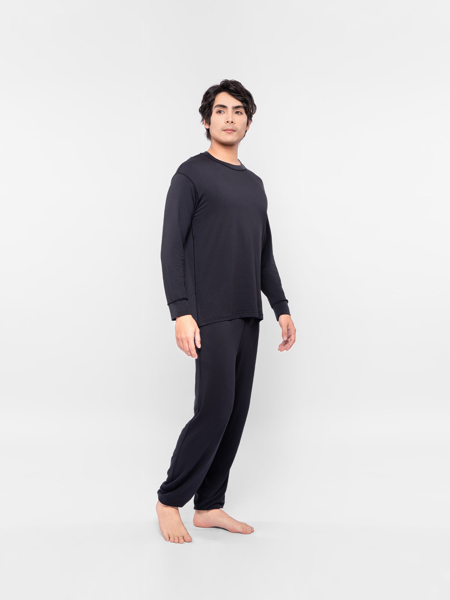 Men Loungewear - Long Sleeve Round Neck Shirt (Elastic Sleeve Cuff)