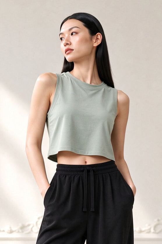 Women's Cropped Tank Top | Sage Green