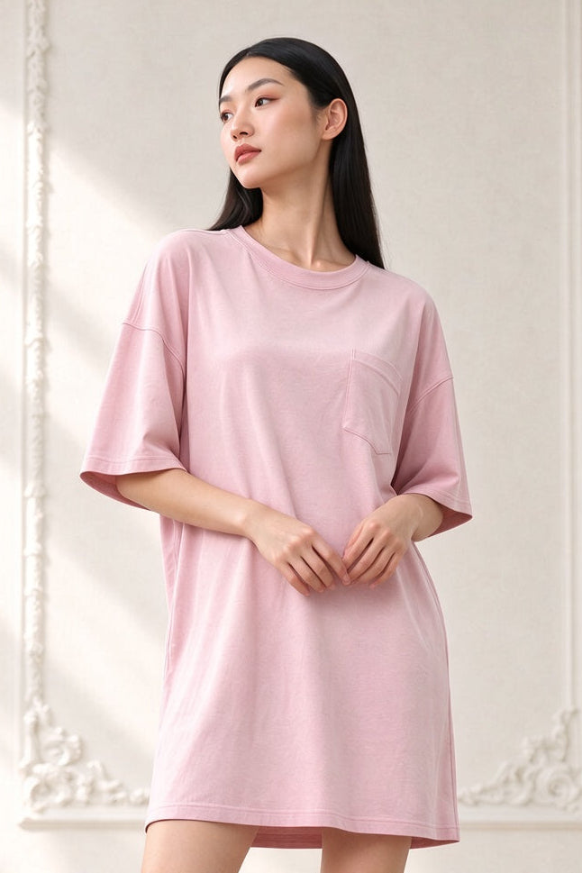Women's Serene Dress (T-Shirt Dress with pocket) | Candy Pink