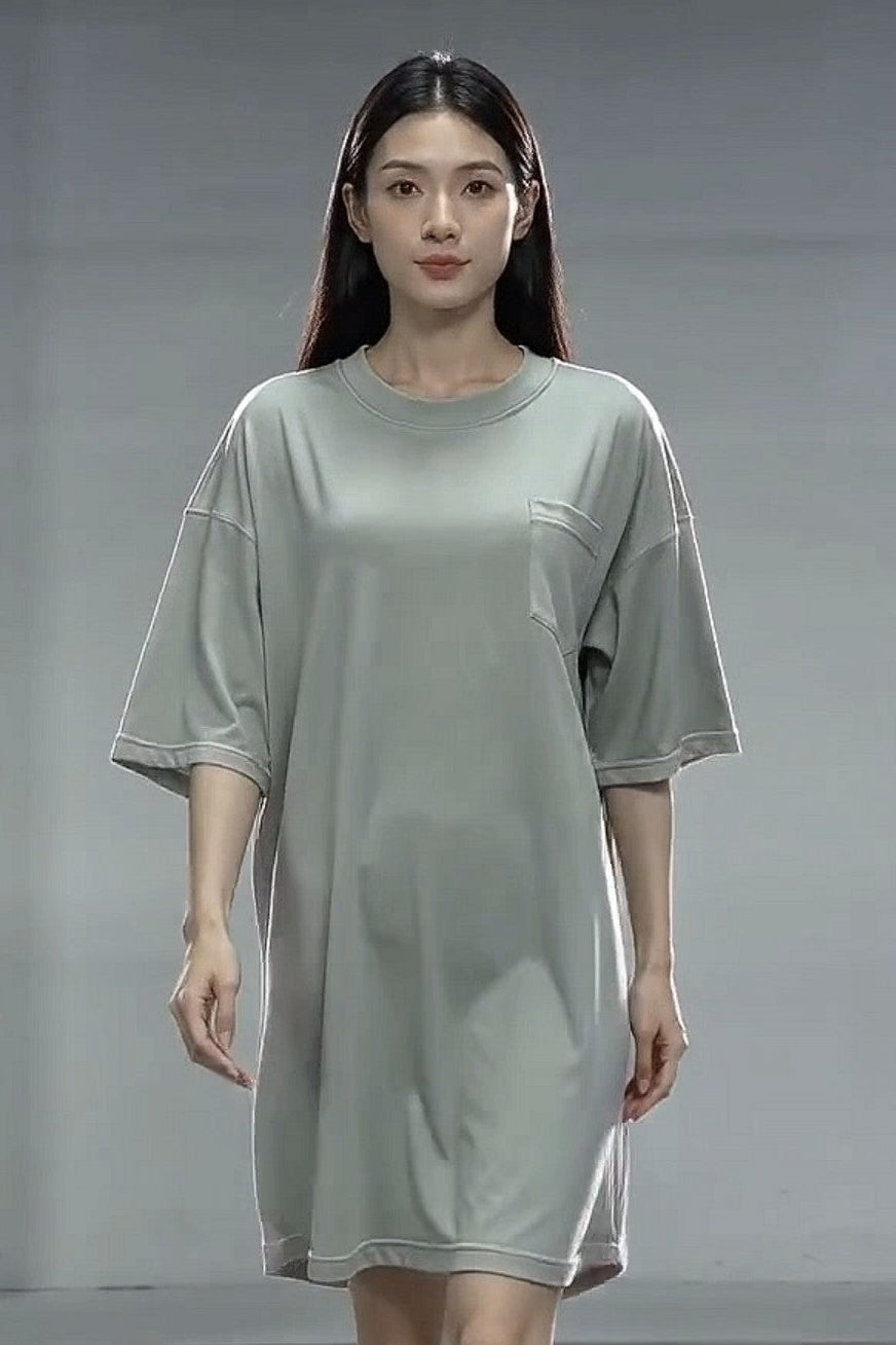 Women's Serene Dress (T-Shirt Dress with pocket) | Sage Green