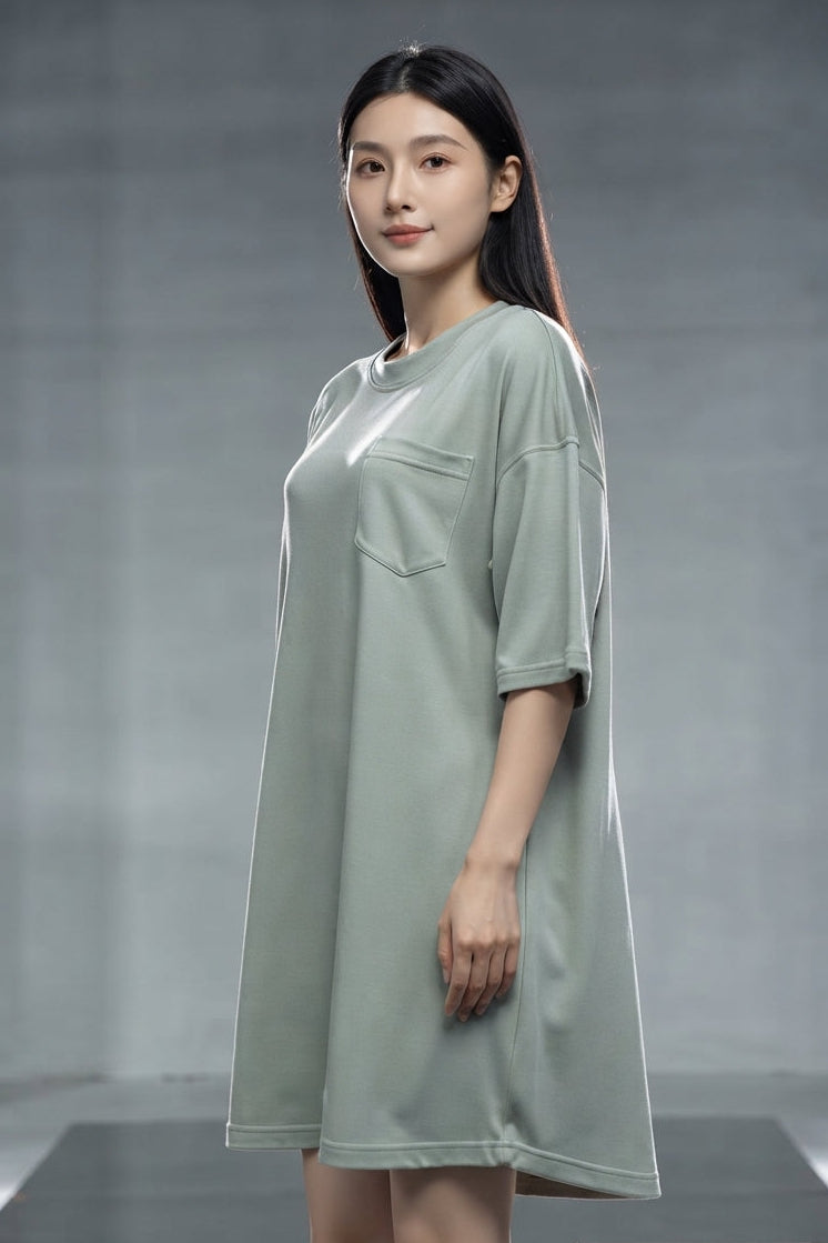Women's Serene Dress (T-Shirt Dress with pocket) | Sage Green