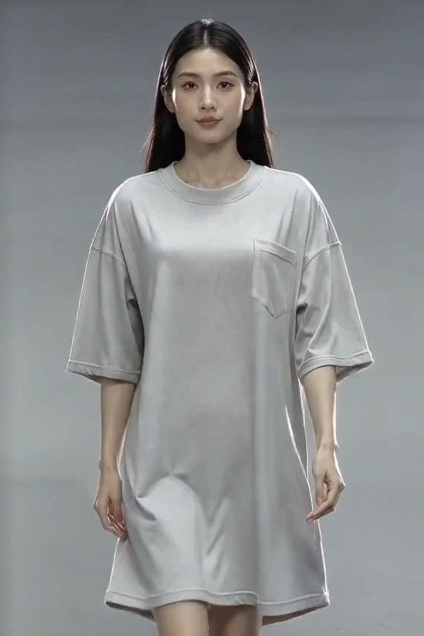 Women's Serene Dress (T-Shirt Dress with pocket) | Peral Grey