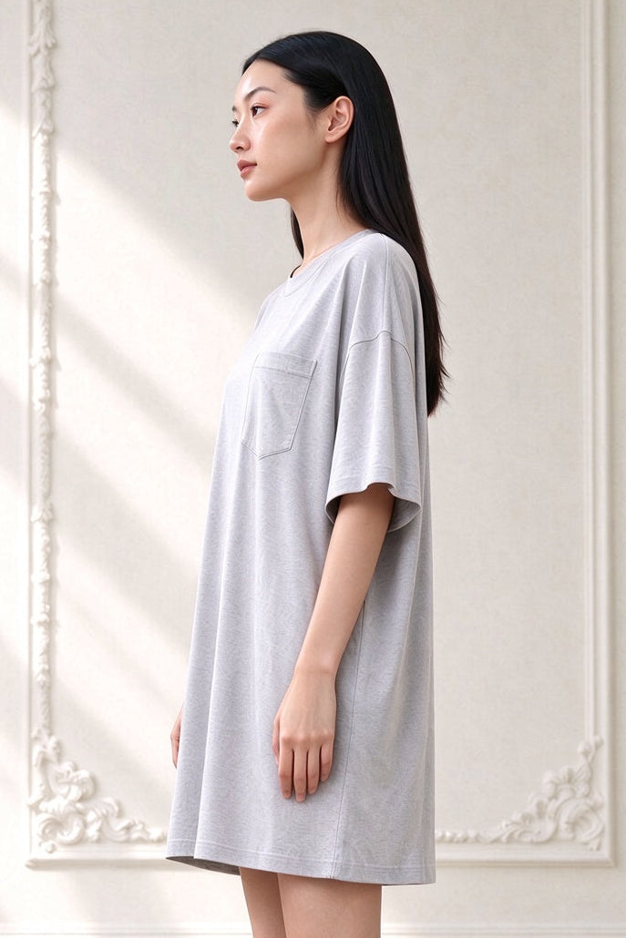 Women's Serene Dress (T-Shirt Dress with pocket) | Pearl Grey